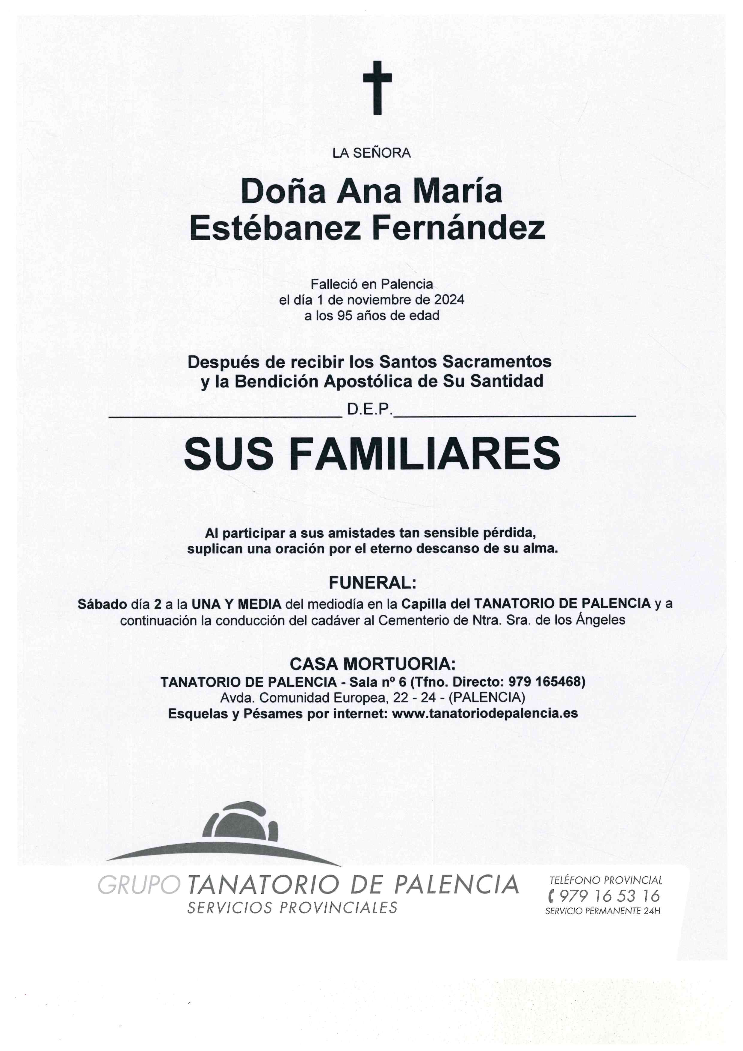 LA SEÑORA DOÑA ANA MARÍA ESTÉBANEZ FERNÁNDEZ